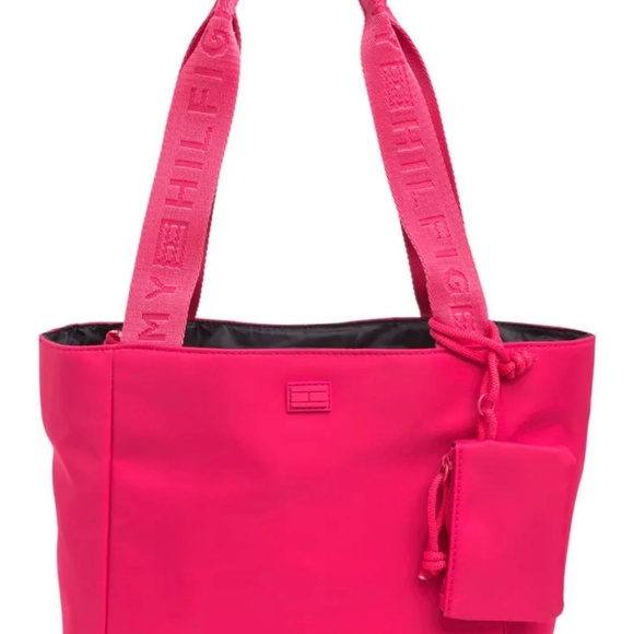 Tommy Hilfiger® Erin II Convertible Shopper w/ Pouch Pink Cherry Print Nylon NEW - Picture 3 of 5